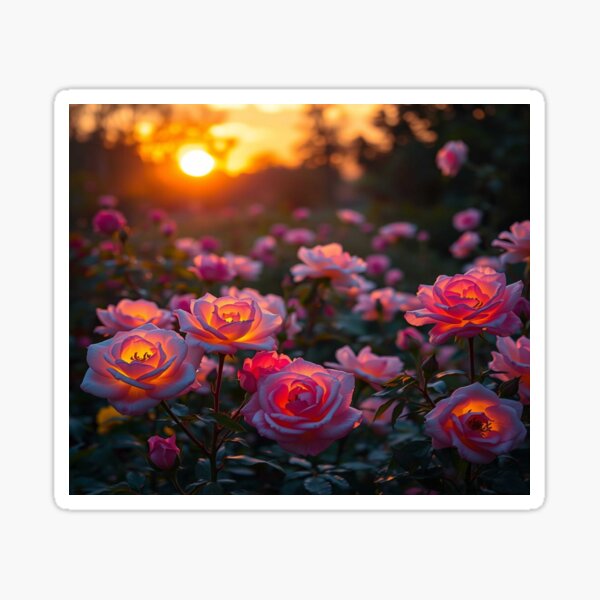 Item preview, Mystical Bloom – Glowing Roses at Sunset designed and sold by FotoworldEdel.