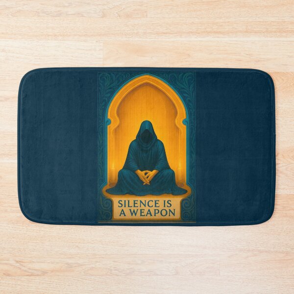 Item preview, Silence Is a Weapon – Hooded Monk Wisdom in Candlelit Chamber designed and sold by Shoot-The-Moon.