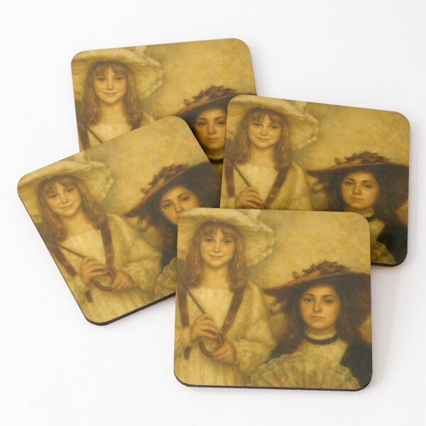 Item preview, Vintage Style Oil Painting of Two Women in Victorian Dresses – Sepia Toned Portrait Art designed and sold by KishShop.