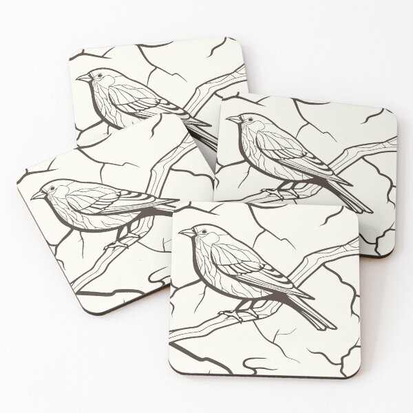 Item preview, Monochromatic Illustration of a Bird Perched on a Tree Branch designed and sold by Creative88Art.