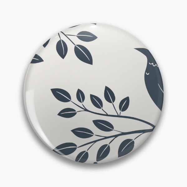 Item preview, Monochromatic Bird and Foliage Pattern in Dark Blue and Beige designed and sold by Creative88Art.