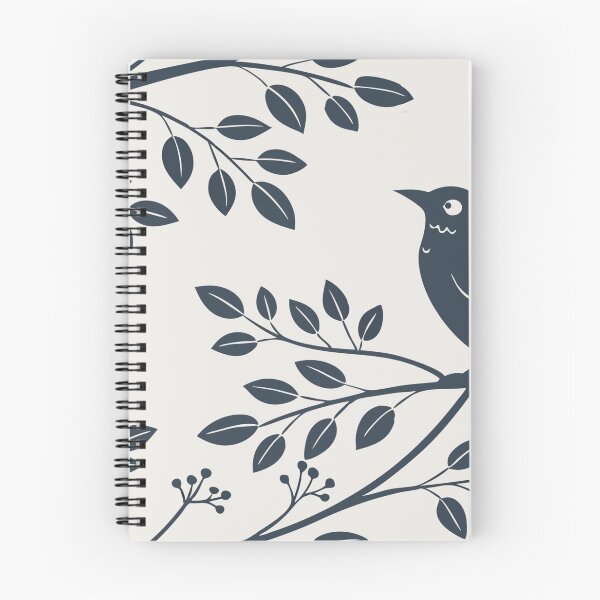 Item preview, Monochromatic Bird and Foliage Pattern in Dark Blue and Beige designed and sold by Creative88Art.