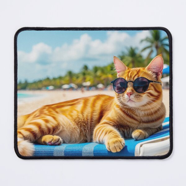 Item preview, Relaxed ginger cat at the beach designed and sold by psychoshadow.