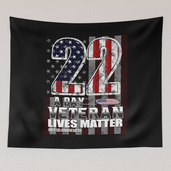 Item preview, 22 A Day Veteran Lives Matter #PTSDAwareness Distressed Vintage designed and sold by CreativeStrike.