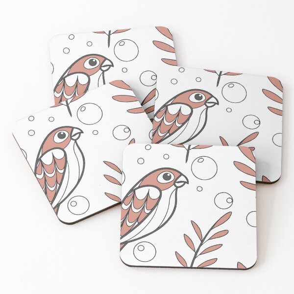 Item preview, Seamless Pattern with Stylized Birds, Leaves, and Bubbles designed and sold by Creative88Art.