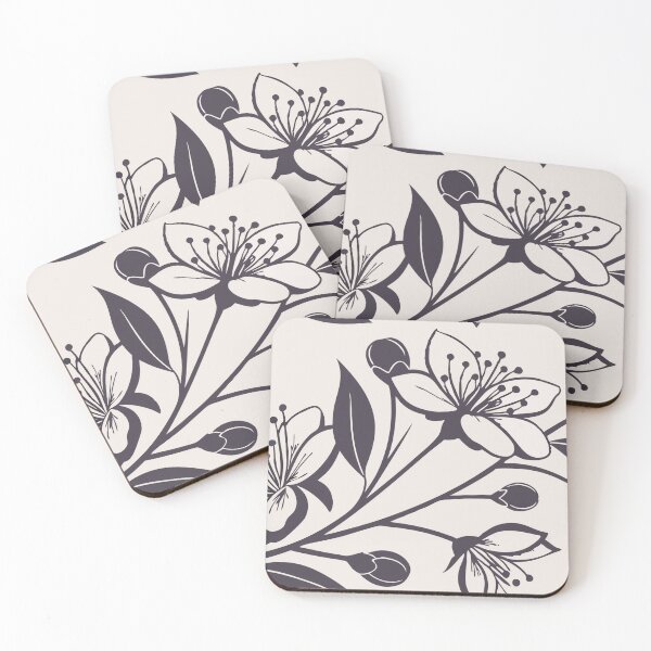 Item preview, Seamless Floral Pattern with Black Blossoms on Beige Background designed and sold by Creative88Art.