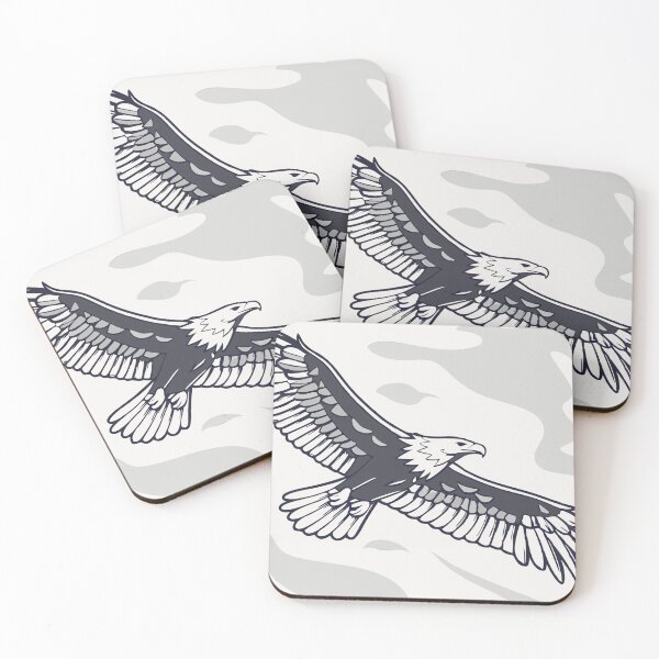 Item preview, Monochromatic Pattern of a Bald Eagle in Flight with Extended Wings designed and sold by Creative88Art.