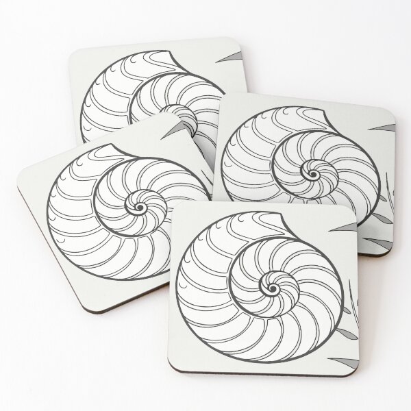 Item preview, Black and White Nautilus Shell Illustration with Spiral Patterns designed and sold by Creative88Art.