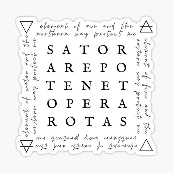 Item preview, Sator Square Elemental Protection (black font) designed and sold by MarshallWSL.