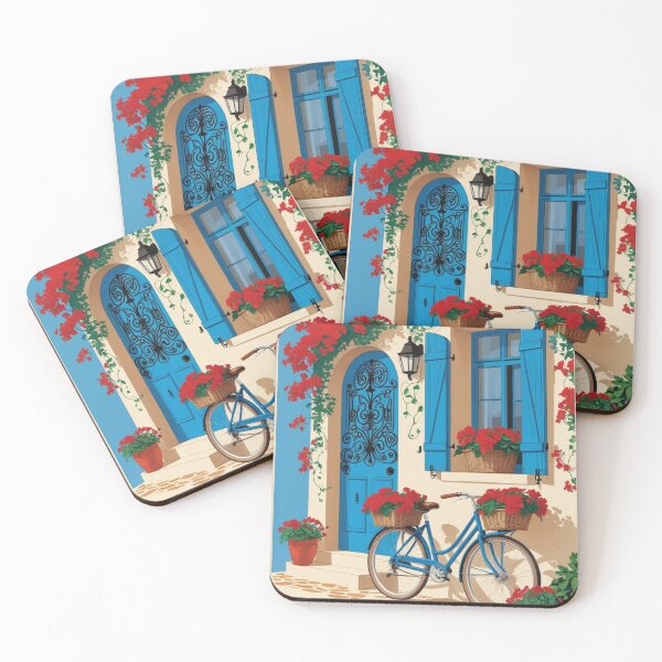 Item preview, Mediterranean Blue Door Bicycle Floral Charm designed and sold by MyWittyThings.