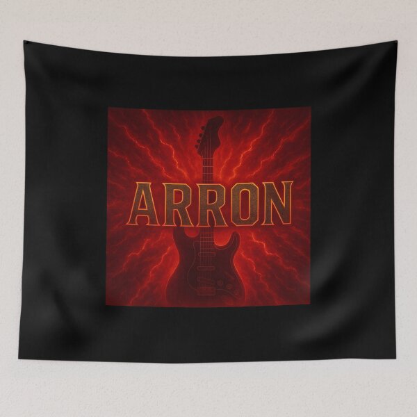 Item preview, Arron Rock Guitar Poster – Fiery Name Music Art for Guitar Fans designed and sold by VoidBloom Studio.