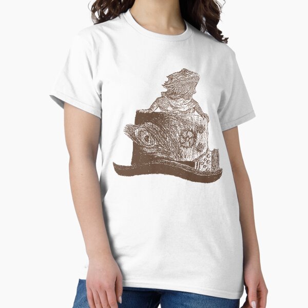 Vista previa del artículo con la obra «Dragón barbudo estilo linóleo con sombrero steampunk», diseñado y vendido por KatsCreatures.