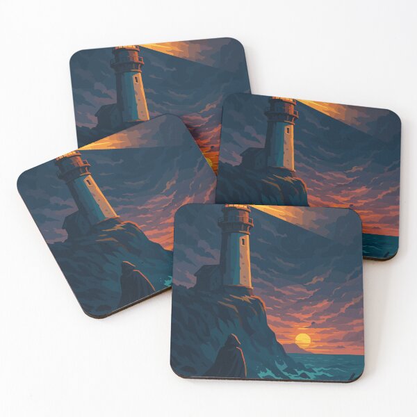 Item preview, Watcher of the Storm – Lighthouse at Sunset designed and sold by NeroKanji.