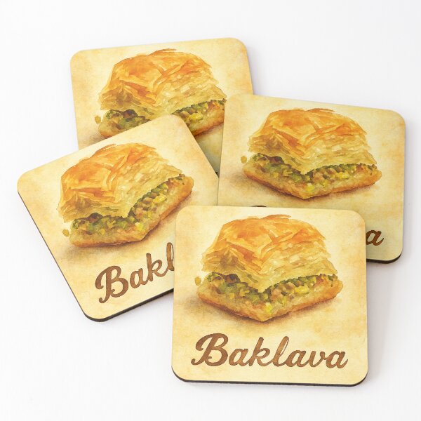 Item preview, Baklava Dessert Illustration Design designed and sold by Pacika.