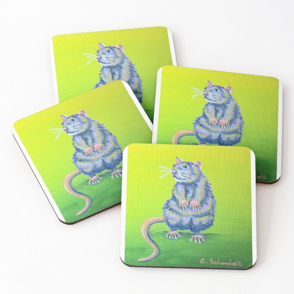 Item preview, Neon Rat Cute Rodent Colorful Original Art Painting designed and sold by Intergalactic Unicorn: Art by Anna Schmidt.