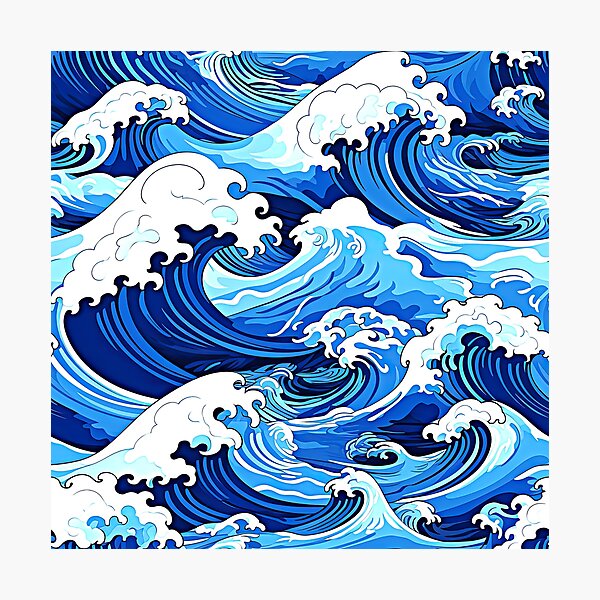 Item preview, Big Wave Asian-Style Blue Ocean Abstract Art designed and sold by DEC02.
