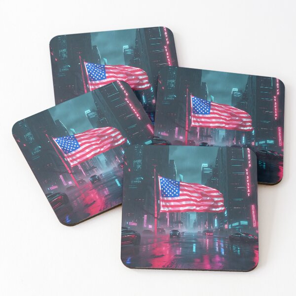 Item preview, American Flag in Cyberpunk Theme designed and sold by AhmedAlbb.