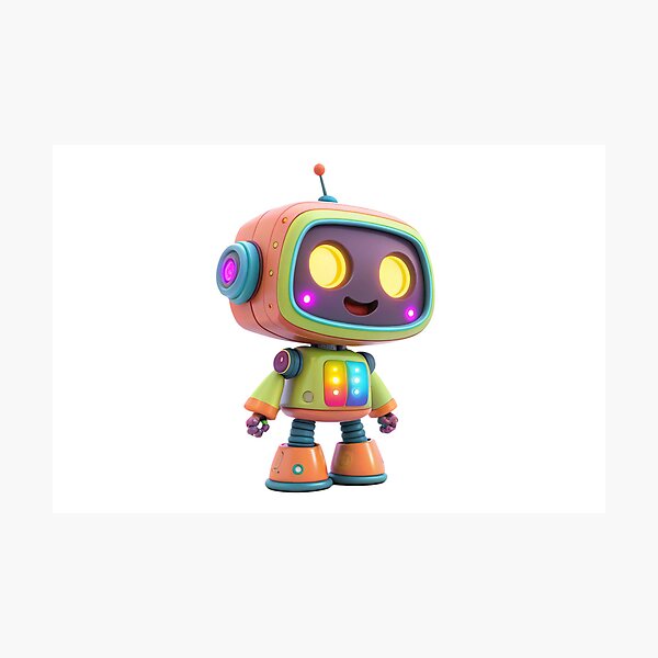 Item preview, A cute robot with glowing neon eyes designed and sold by elkuni.