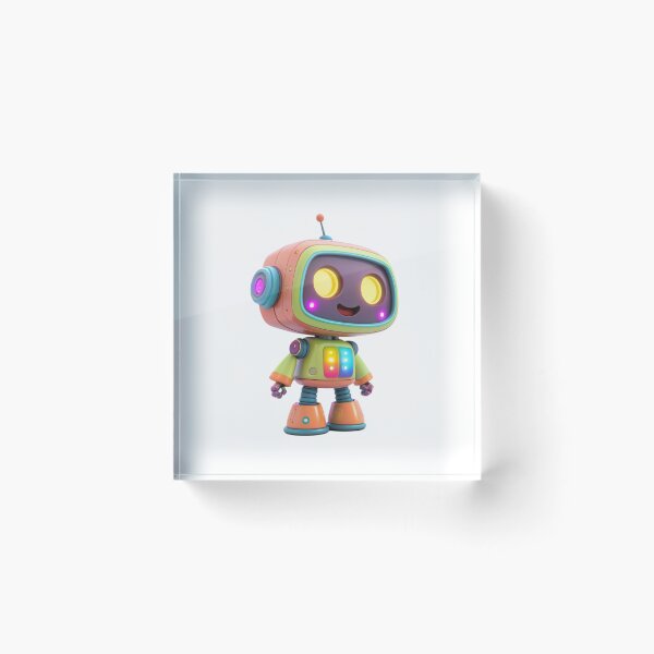 Item preview, A cute robot with glowing neon eyes designed and sold by elkuni.