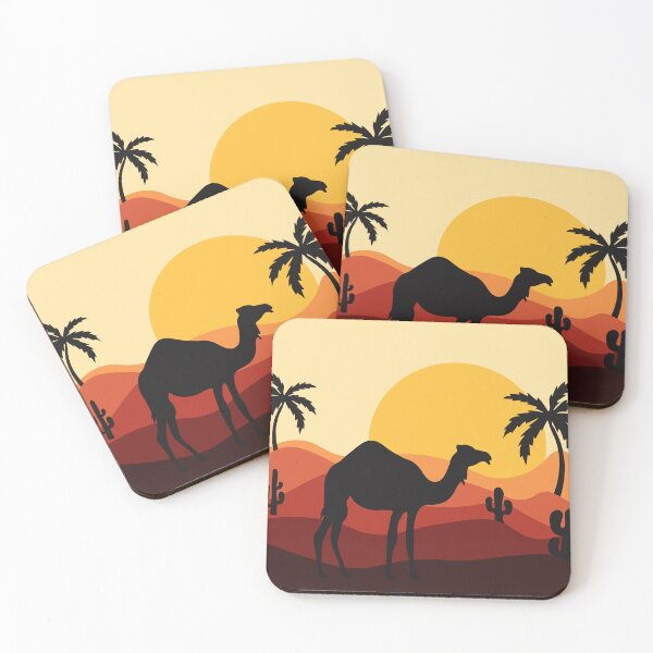 Item preview, Silhouette of a camel on the background of the desert and desert landscape under the sunset sky designed and sold by Tanysha54.