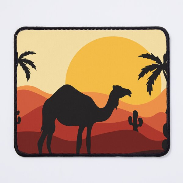 Item preview, Silhouette of a camel on the background of the desert and desert landscape under the sunset sky designed and sold by Tanysha54.