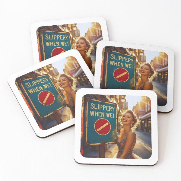 Item preview, Slippery when wet with woman designed and sold by NicMacTees.