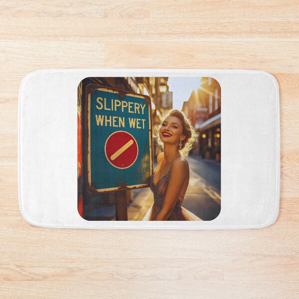 Item preview, Slippery when wet with woman designed and sold by NicMacTees.