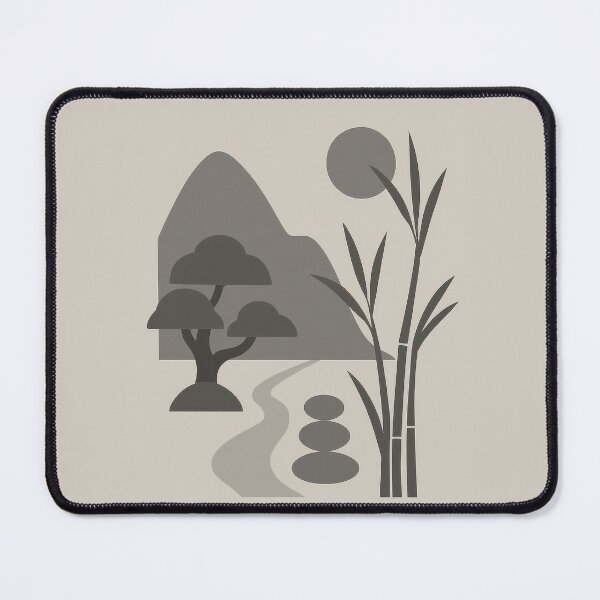 Item preview, Stylized mountain, rounded tree and Zen bamboo. designed and sold by Zen-Pixel.