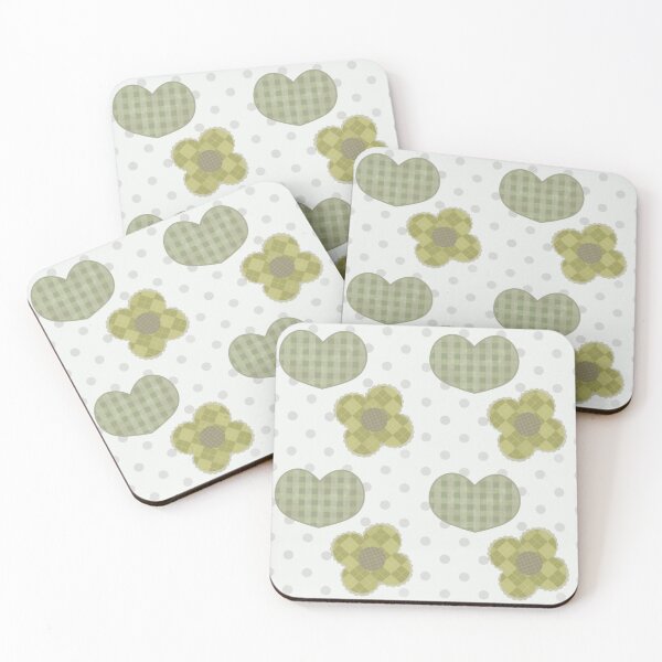 Item preview, mori kei heart and flower pattern with polka dots designed and sold by cottonlacey.