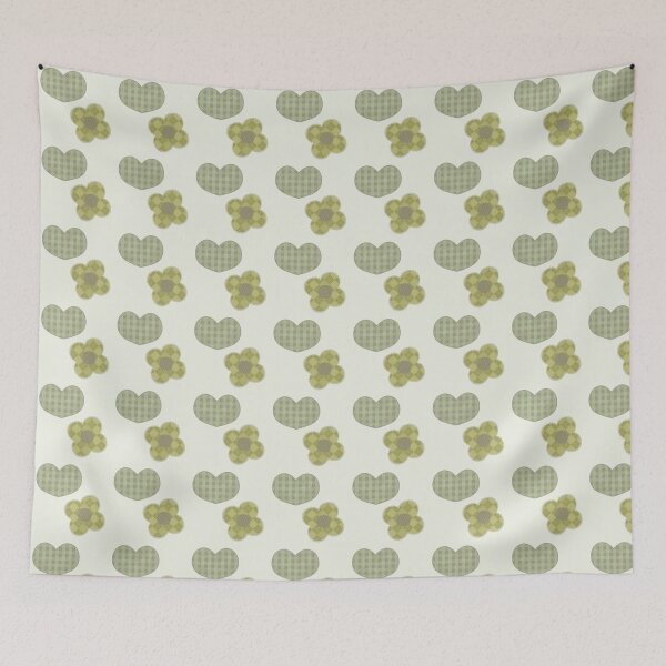 Item preview, mori kei heart and flower pattern designed and sold by cottonlacey.