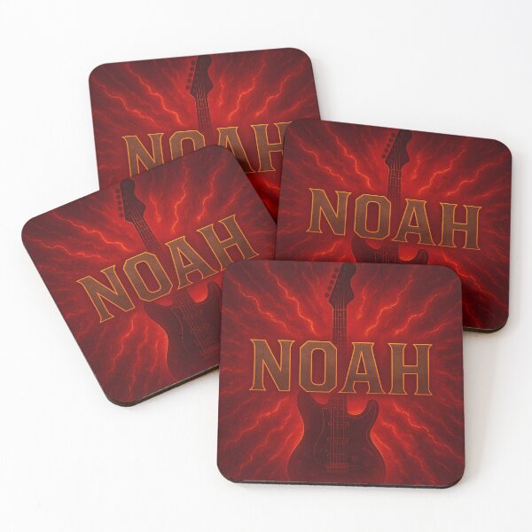 Item preview, Noah Electric Guitar Rock Art – Fiery Lightning Name Design for Music Fans designed and sold by VoidBloom Studio.