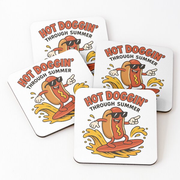 Item preview, Hot Doggin' Through Summer Funny Summer Hot Dog,Surfing  designed and sold by stylishdzign.