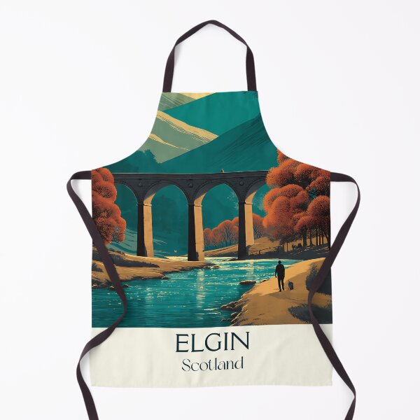 Item preview, Elgin Scotland Retro Travel Poster | Moray Landscape & Viaduct Art designed and sold by TuncGK.