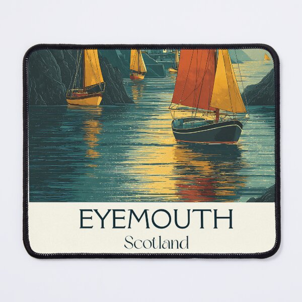 Item preview, Eyemouth Scotland Vintage Travel Poster | Scottish Borders Harbour Art designed and sold by TuncGK.