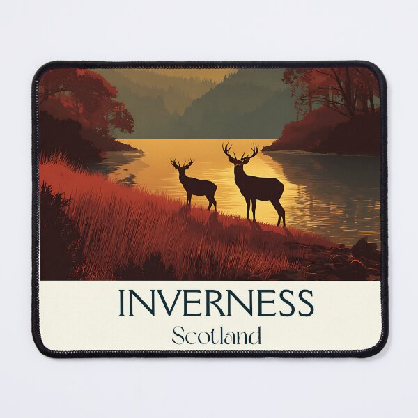 Item preview, Inverness Scotland Vintage Travel Poster | Scottish Highlands Deer Art designed and sold by TuncGK.