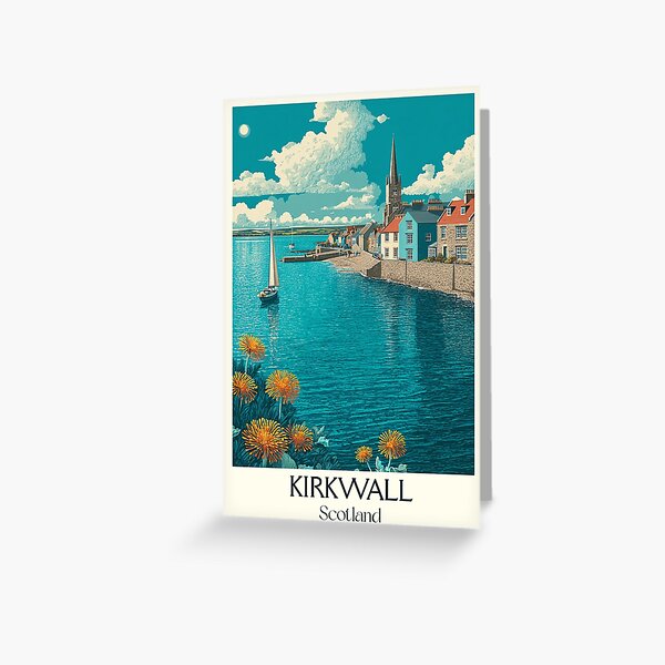 Item preview, Kirkwall, Orkney Islands, Scotland Travel Poster | St Magnus Cathedral Art designed and sold by TuncGK.