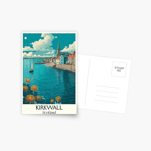 Item preview, Kirkwall, Orkney Islands, Scotland Travel Poster | St Magnus Cathedral Art designed and sold by TuncGK.