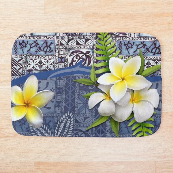 Item preview, Blue Hawaiian Tapa and Plumeria designed and sold by J Marielle Designs.