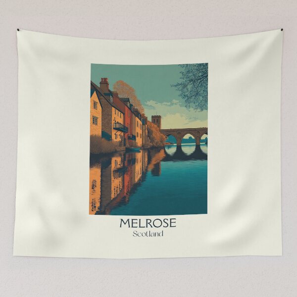 Item preview, Melrose Scotland Vintage Travel Poster | Scottish Borders Abbey Town Art designed and sold by TuncGK.