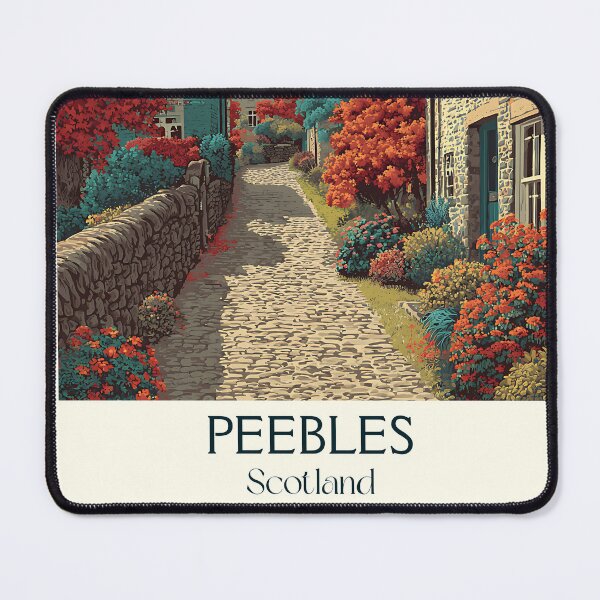 Item preview, Peebles Scotland Vintage Art Print | Scottish Borders Cobblestone Street designed and sold by TuncGK.