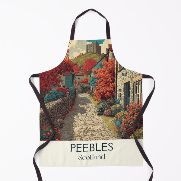 Item preview, Peebles Scotland Vintage Art Print | Scottish Borders Cobblestone Street designed and sold by TuncGK.
