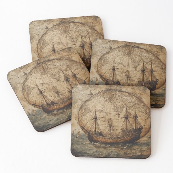 Item preview, Medieval Map Ship Art designed and sold by TheDarkWardrobe.