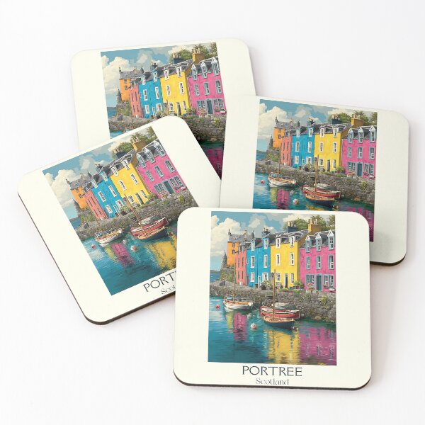 Item preview, Portree, Isle of Skye, Scotland Retro Poster | Colourful Harbour Art designed and sold by TuncGK.