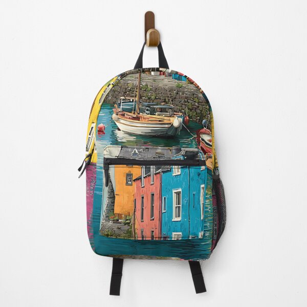 Item preview, Portree, Isle of Skye, Scotland Retro Poster | Colourful Harbour Art designed and sold by TuncGK.