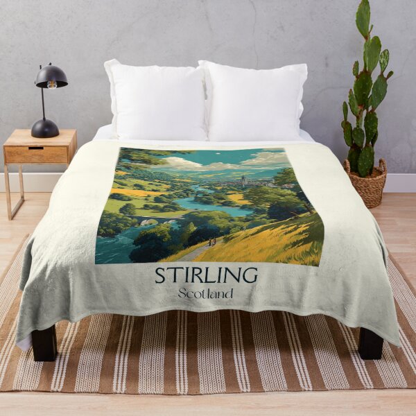 Item preview, Stirling Scotland Vintage Travel Poster | Castle & Wallace Monument Art designed and sold by TuncGK.