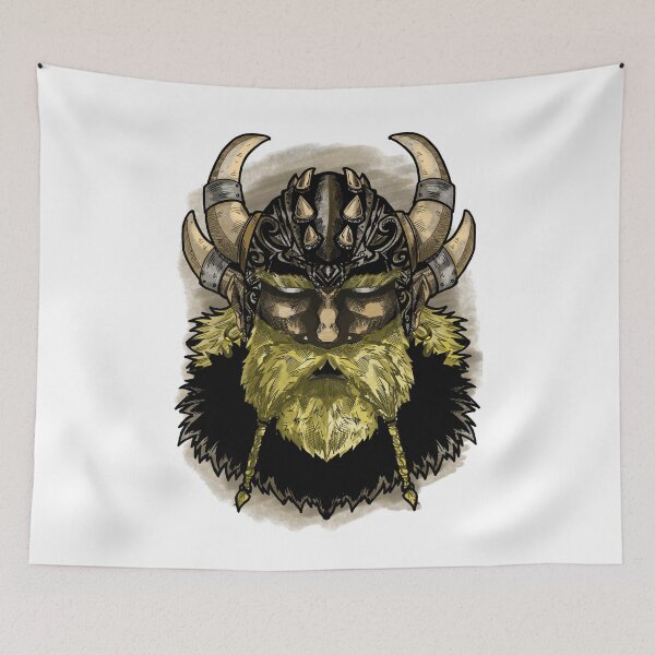 Item preview, A face a bust of a glorious Viking color version line illustration (guaranteed AI-free) designed and sold by fifou96.