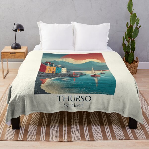 Item preview, Thurso Scotland Vintage Travel Poster | NC500 North Coast Surf Art designed and sold by TuncGK.