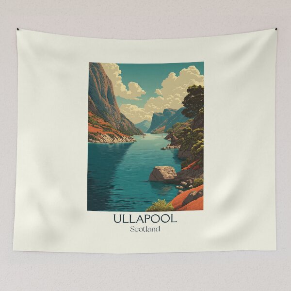 Item preview, Ullapool Scotland Retro Travel Poster | Highlands NC500 Art Print designed and sold by TuncGK.