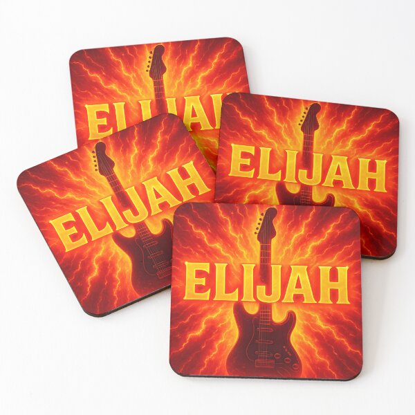 Item preview, Elijah Guitar Rock Poster – Fiery Electric Name Art for Musicians and Fans designed and sold by VoidBloom Studio.