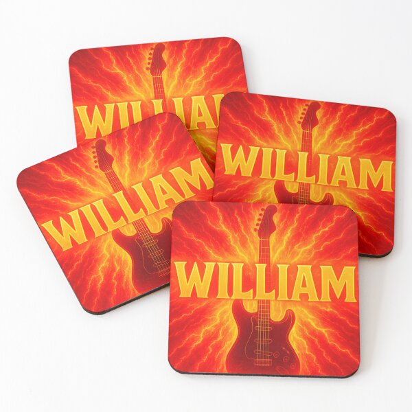Item preview, William Rock Guitar Poster – Explosive Fiery Lightning Name Art for Music Fans designed and sold by VoidBloom Studio.